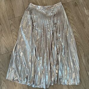 1. State pleated midi skirt in metallic dusty pink